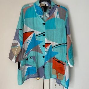 Ali Miles 2X button-down lightweight top/jacket